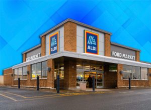 11 Best New Aldi Fall Finds Hitting Shelves in Late July. Rome, New York - Dec 17, 2025: Close-up overcast view of Aldi Market, which stands for Albrecht Discount. ALDI is a Global Discount Supermarket Chain that Originated in Germany