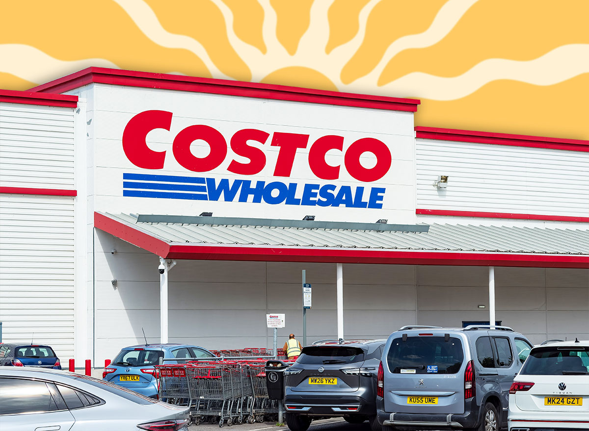 11 Best New Costco Outdoor Entertaining Finds Members Are Loving This Summer. Manchester, Trafford Park, UK, 22 June 2026: Trafford Park Manchester. Costco Wholesale company storefront and entrance featuring the iconic red and blue logo, with cars parked in front and shopping carts nearby, reflecting retail and consumerism