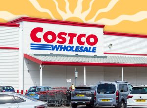 11 Best New Costco Outdoor Entertaining Finds Members Are Loving This Summer. Manchester, Trafford Park, UK, 22 June 2026: Trafford Park Manchester. Costco Wholesale company storefront and entrance featuring the iconic red and blue logo, with cars parked in front and shopping carts nearby, reflecting retail and consumerism