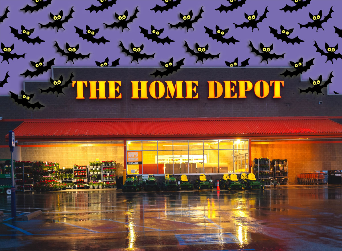 11 Best New Home Depot Halloween Finds Already Hitting Shelves. New Hartford, New York - May 23, 2025: Night Wide View of The Home Depot Building Exterior
