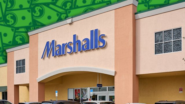 11 Best New Marshalls Decor Finds Shoppers Say Look High-End. Florida, USA - March 23, 2024: Evening view of the exterior of Marshalls, highlighting a variety of outdoor equipment and plants available to customers looking for quality products.