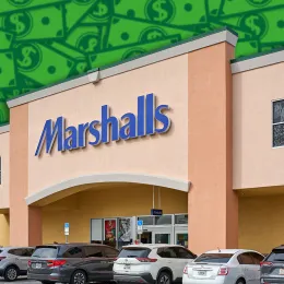 11 Best New Marshalls Decor Finds Shoppers Say Look High-End. Florida, USA - March 23, 2024: Evening view of the exterior of Marshalls, highlighting a variety of outdoor equipment and plants available to customers looking for quality products.