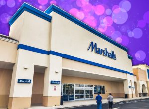 11 Best New Marshalls Finds Under $25 Flying Off Shelves This July. Miami Gardens, Florida: Feb 26, 2024 - Exterior view of Marshalls discount department store at Gardens Promenade Mall with people walking.