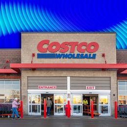 11 Costco Organization Finds a Professional Organizer Would Actually Approve Of. Calgary, Alberta, Canada. Mar 10, 2025. Costco Wholesale entrance with shoppers, carts, and signage. The building features brick and concrete with large glass doors and red accents.