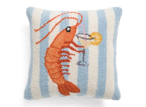14x14 Shrimp with Cocktail Hook Pillow