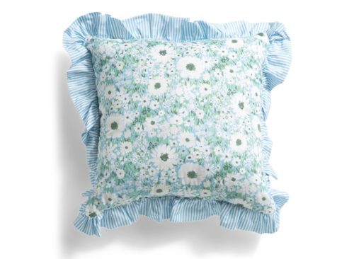 16x16 Floral Print Ruffle Pillow