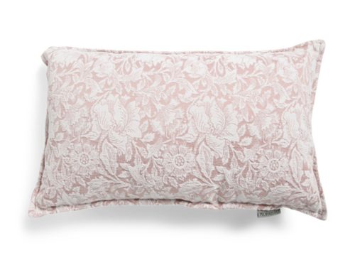 16x26 Chenille Jacquard Floral Print Lumbar Pillow