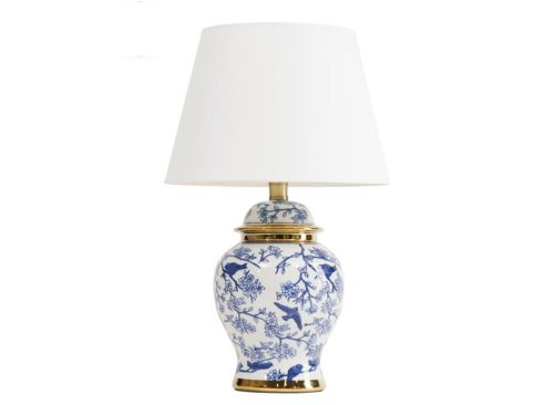 19in Ceramic Chinoiserie Birds Table Lamp