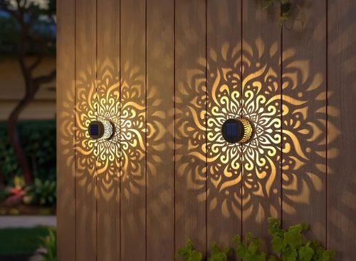 2-Pack Solar Exterior Metal Wall and Fence Lights