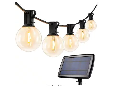 25-Light 50 ft. Outdoor Solar Powered Integrated LED 15-Watt Equivalent 2700K Warm White G40 Globe Bulb String-Light