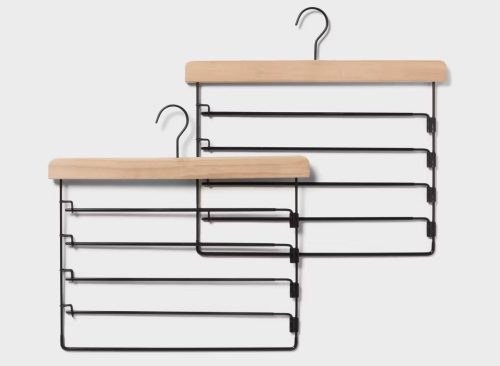 2pk 5 Tier Pant Hangers - Brightroom™: Multicolored Hardwood & Steel, Adult Clothes Hangers