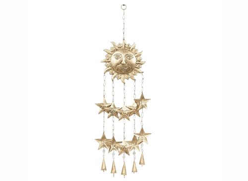 34.85-Inch Iron Eclectic Sun and Stars Wind Chime
