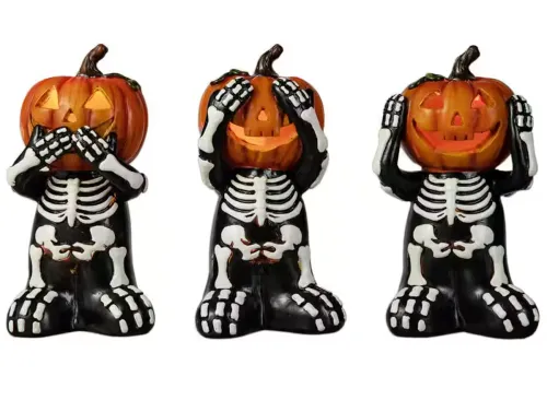 5.75 in. H Halloween Resin Skeleton Pumpkin Table Decor (Set of 3)