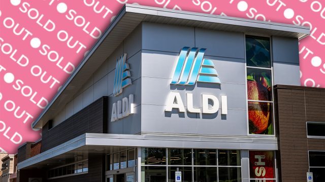 7 Aldi Finds Under $15 That Sell Out Every Single Year. Charlottesville, USA - April 27, 2025: Virginia college city with sign for Aldi food supermarket market store shop grocery chain exterior facade