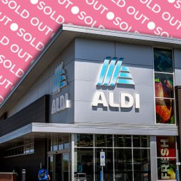 7 Aldi Finds Under $15 That Sell Out Every Single Year. Charlottesville, USA - April 27, 2025: Virginia college city with sign for Aldi food supermarket market store shop grocery chain exterior facade