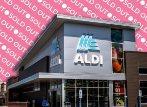 7 Aldi Finds Under $15 That Sell Out Every Single Year. Charlottesville, USA - April 27, 2025: Virginia college city with sign for Aldi food supermarket market store shop grocery chain exterior facade