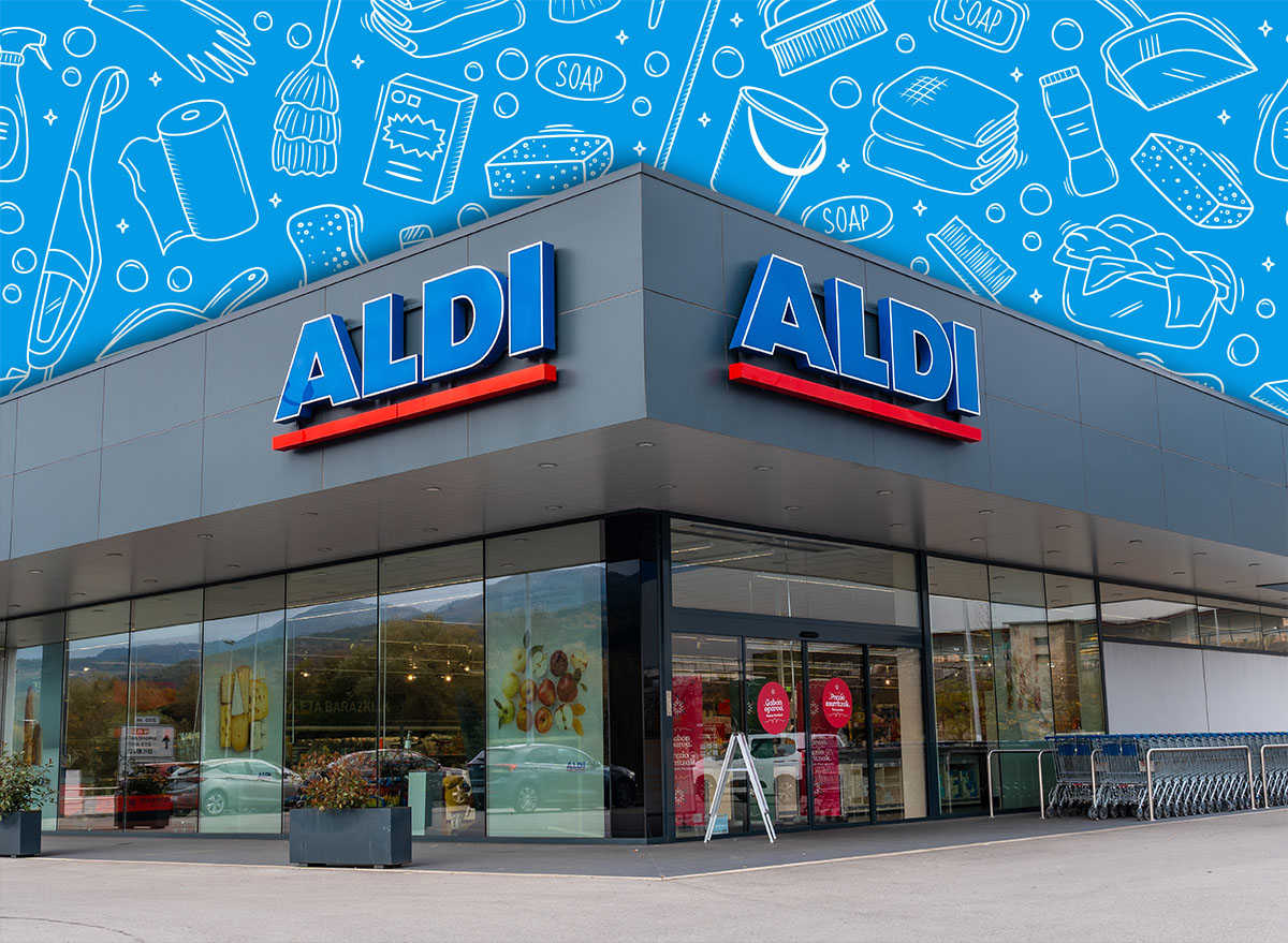 Durango, Bizkaia, Spain: November 2021: Aldi Supermarket, gray exterior facade with logo