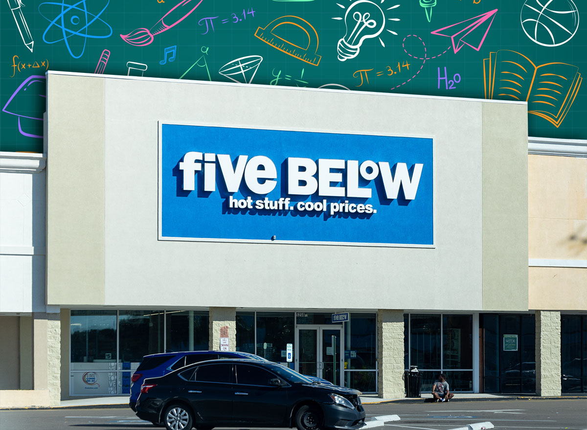 7 Best New Five Below Locker and School Finds Under $5. Jacksonville, FL - September 29th, 2024: Five Below store exterior with a blue sign and slogan "hot stuff, cool prices," featuring an empty parking lot and clear sky.