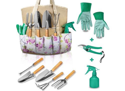 ALLJOY 9-Piece Garden Tools Set with Bag and Gloves