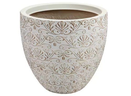 Aurelia Large White Vintage Cream Decorative Resin Planter (15 in. L x 15 in. W x 14 in. H) 