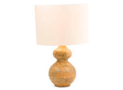 BASSETT MIRROR 25in Mango Wood Caveette Table Lamp