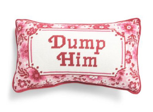 BOUFFANTS & BROKEN HEARTS 8.5x14in Dump Him Needlepoint Pillow