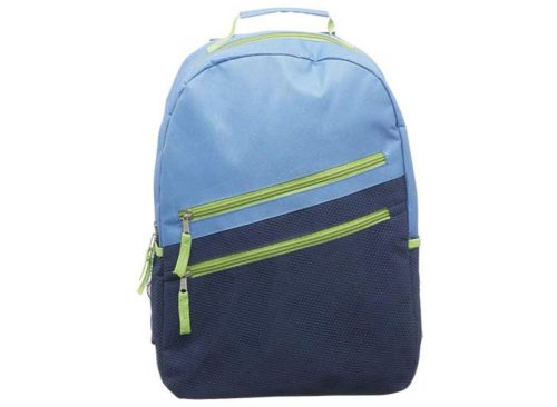 Backpack with Double Zipper Pockets, Blue and Green