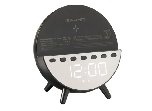 Bauhn Round Black Wireless Charging Clock