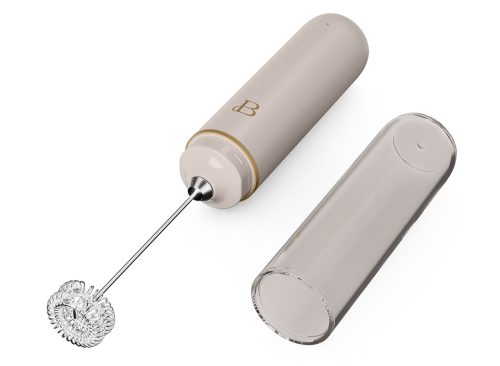 Beautiful Handheld Rechargeable Milk Frother Porcini Taupe by Drew Barrymore