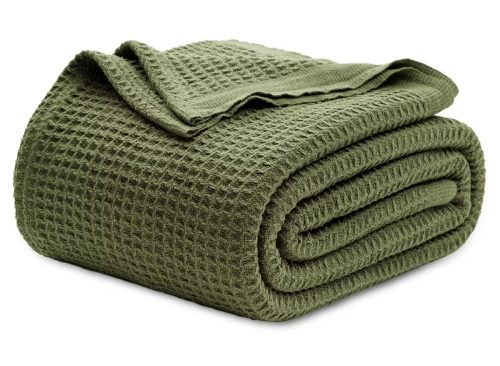Bedsure Gentlesoft 100% Cotton Waffle Blanket Queen 90x90 - Soft & Cozy Lightweight Cooling Summer Blanket, Breathable for Hot Sleepers