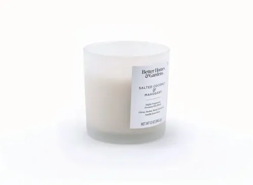 Better Homes and Gardens Salted Coconut Mahogany Scented 2-Wick Frosted Jar Candle 12oz.