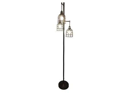 Black 3-Light Geo Metal Floor Lamp, 73"