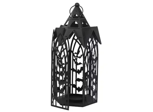 Black Metal Bats Pillar Candle Lantern by Ashland