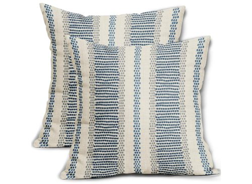 Blue Gray Striped Throw Pillow Covers