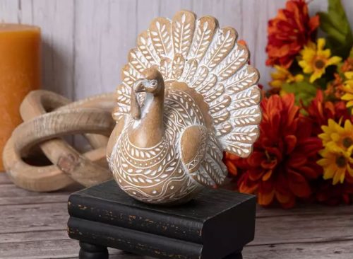 Brown And White Turkey Figurine