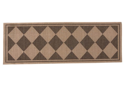 Brown Checkered Runner Rug