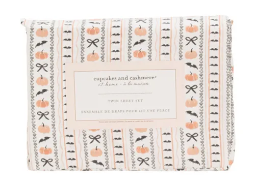 CUPCAKES & CASHMERE Pumpkin Party Striped Sheet Set