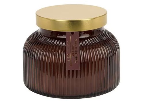Candle Jar Ribbed Bell Brwn Bronze
