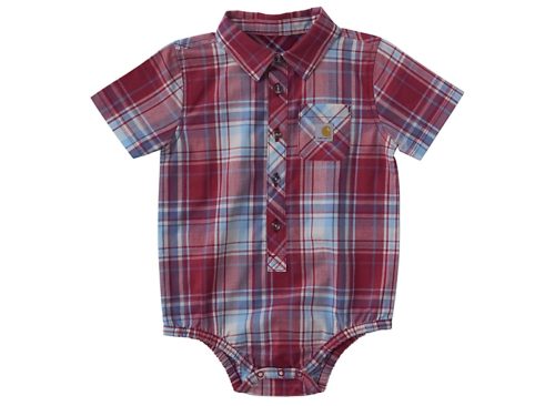 Carhartt Infant Boy Short Sleeve Plaid Woven Onesie