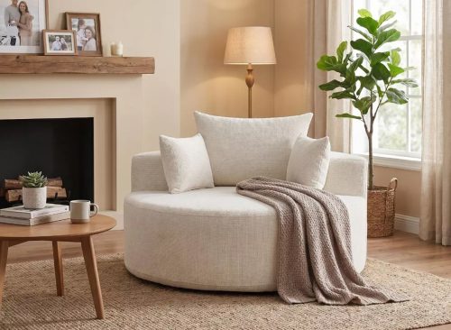 Chenile Single Sofa Bed with Pillow