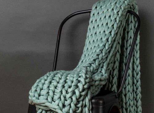 Chunky Knitted Throw - Aqua