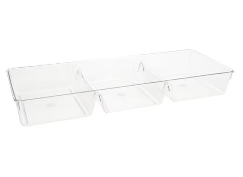 Clear Plastic 3-Compartment Storage Trays