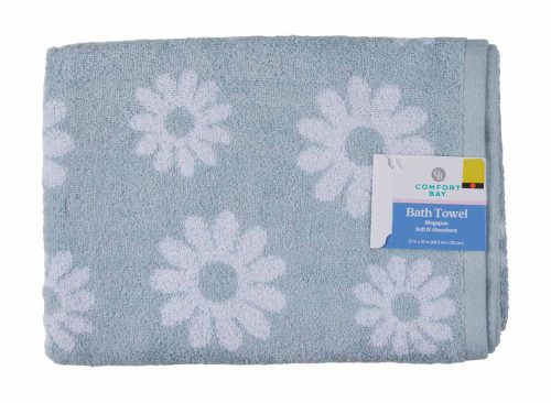 Comfort Bay Light Blue Floral Printed Bath Towel
