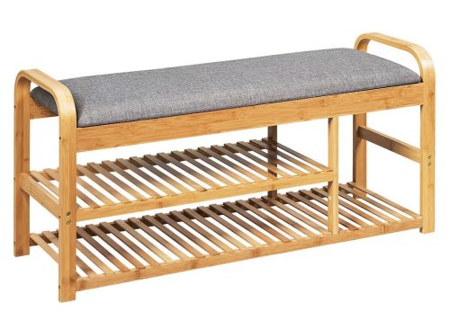 Costway Shoe Rack Entryway 3-Tier Bamboo Shoe Bench Organizer