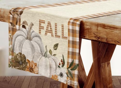 DecorX Table Runner Fall Pumpkin Buffalo Plaid Autumn Thanksgiving Floral Table Runners