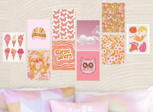 Deny Designs Set of 10 Collage Dorm Art Poster Prints Pink/Orange