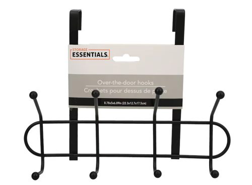 Essentials Black Over-The-Door Hooks