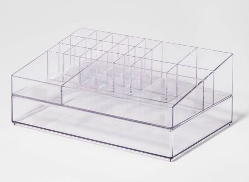 Extra Large Bathroom Plastic Tiered Cosmetic Vanity Organizer Clear - Brightroom™: Makeup & Skincare Storage, Countertop Use