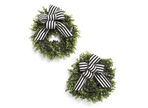 FARMERS MARKET Set Of 2 14in Boxwood Wreaths With Bows