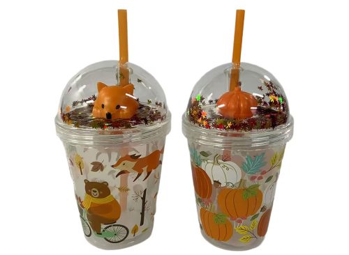 Fall-themed Dome Cup With Straw, Assorted Designs